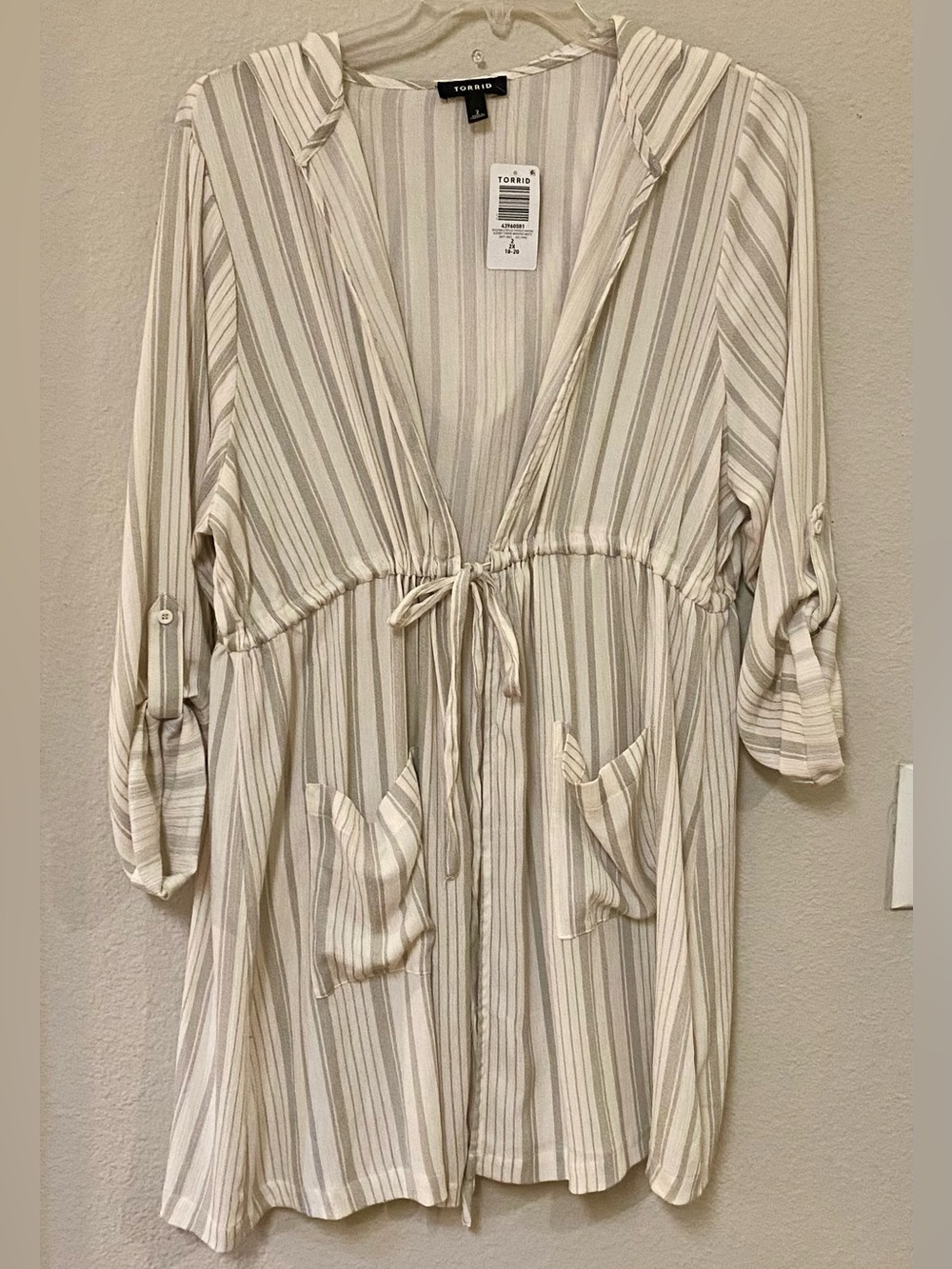 Torrid Striped Drawstring Hooded Kimono - Quick List For Live